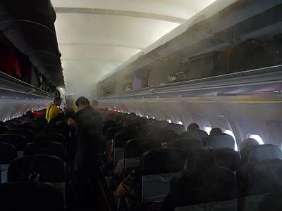 A foggy plane in Kuala Lumpur
