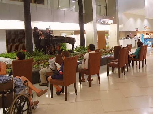 Musicians in hotel lobby