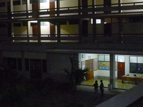 Retreat center at night