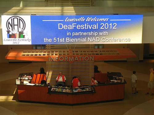 Sign for Deafestival at the airport