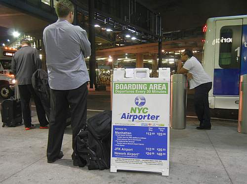 Airport bus stop in NYC