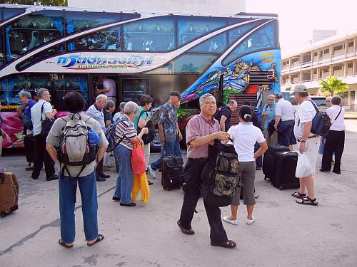 Unloading the bus in Hua Hin