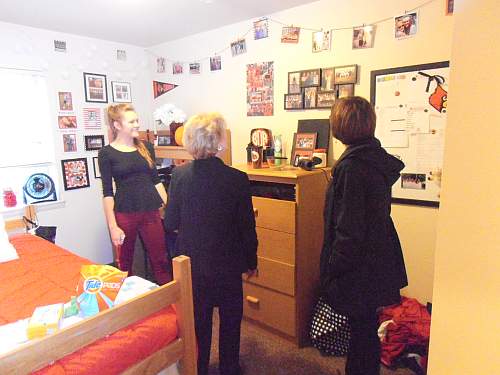 Bailey showing her dorm room