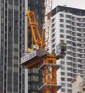 King's flag on a construction crane