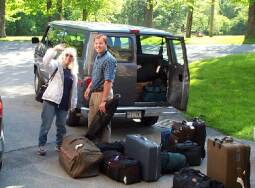 Packing the van for the departure to the assembly