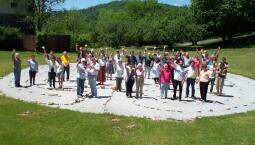 Our group plus the center staff in the labyrinth