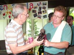 Examining and African wood carving