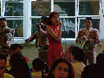 Family member singing at reception