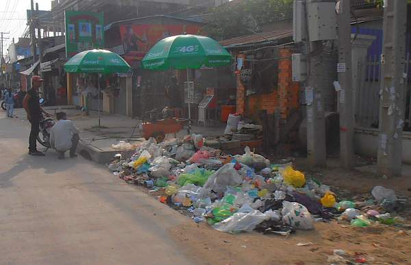 Trash on city street